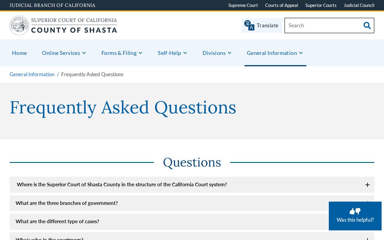Shasta County criminal court case FAQ